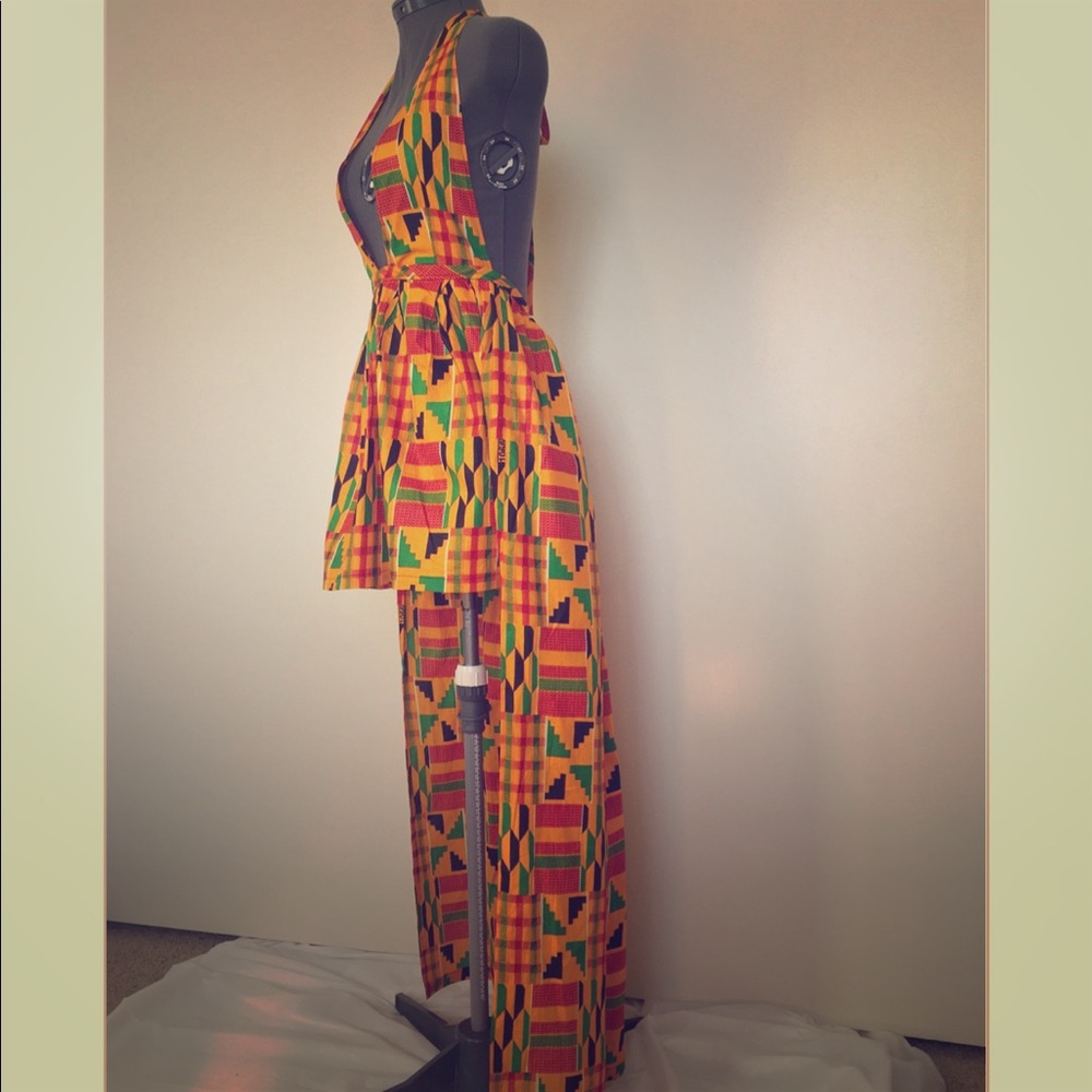 ‘ASHANTI’ Kente Deep V Neck High Low Dress